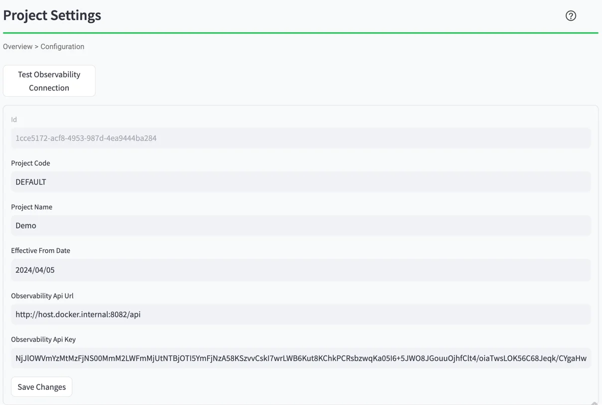 Configuration screen