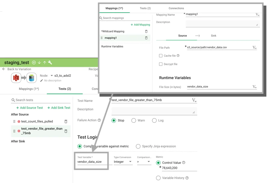 (Second screenshot of a runtime variable test)