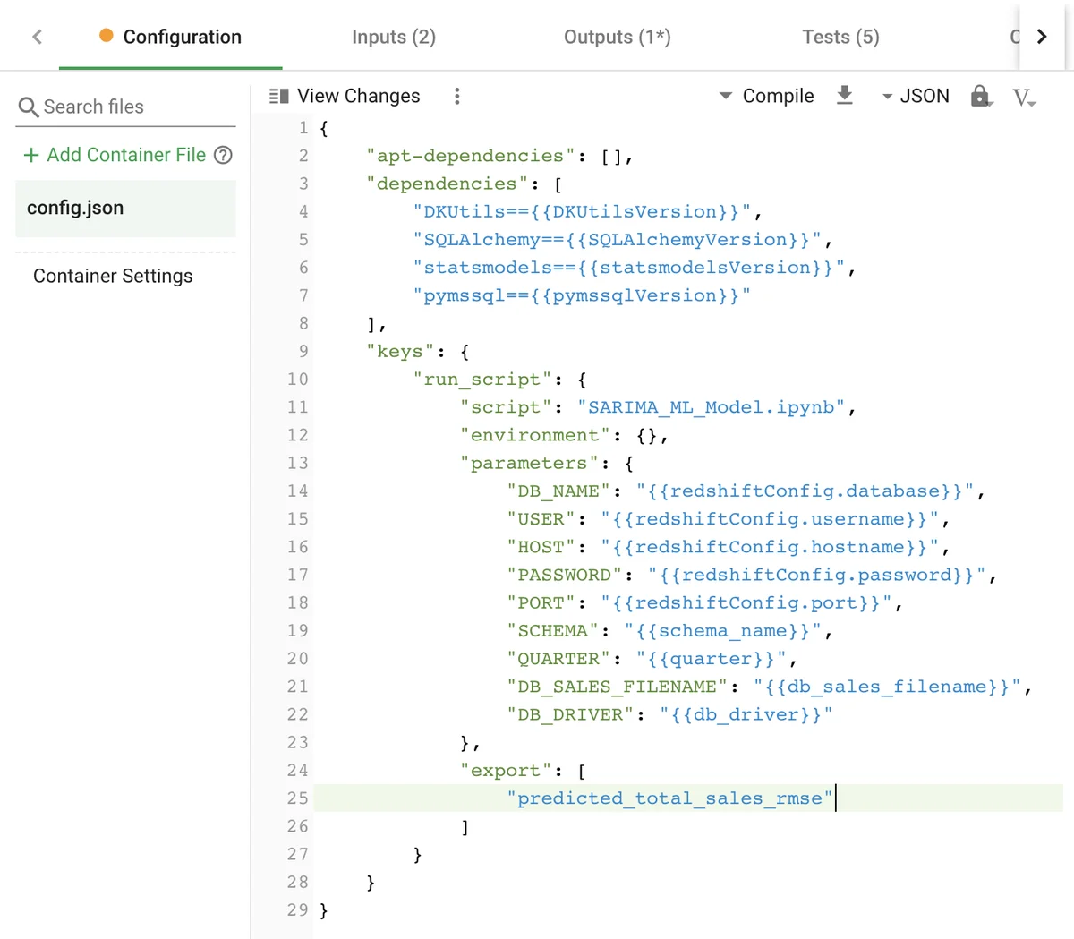 (Screenshot of the config file in-app)