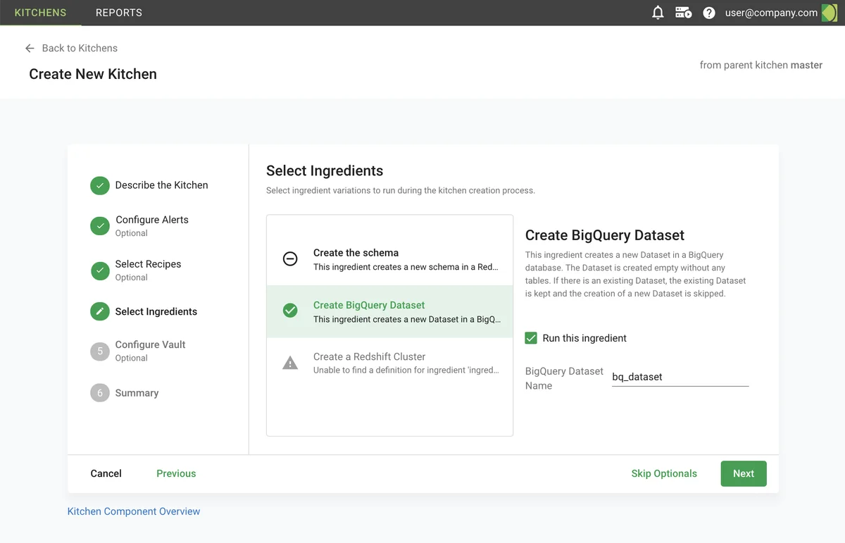 (Screenshot of create kitchen step 4)