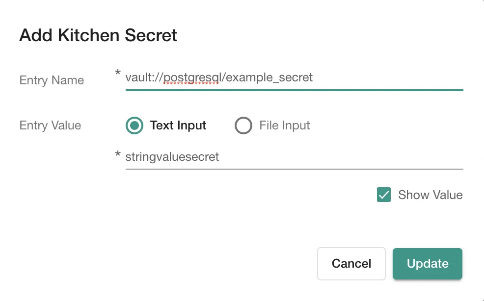 (Screenshot of the Add Secret dialog)