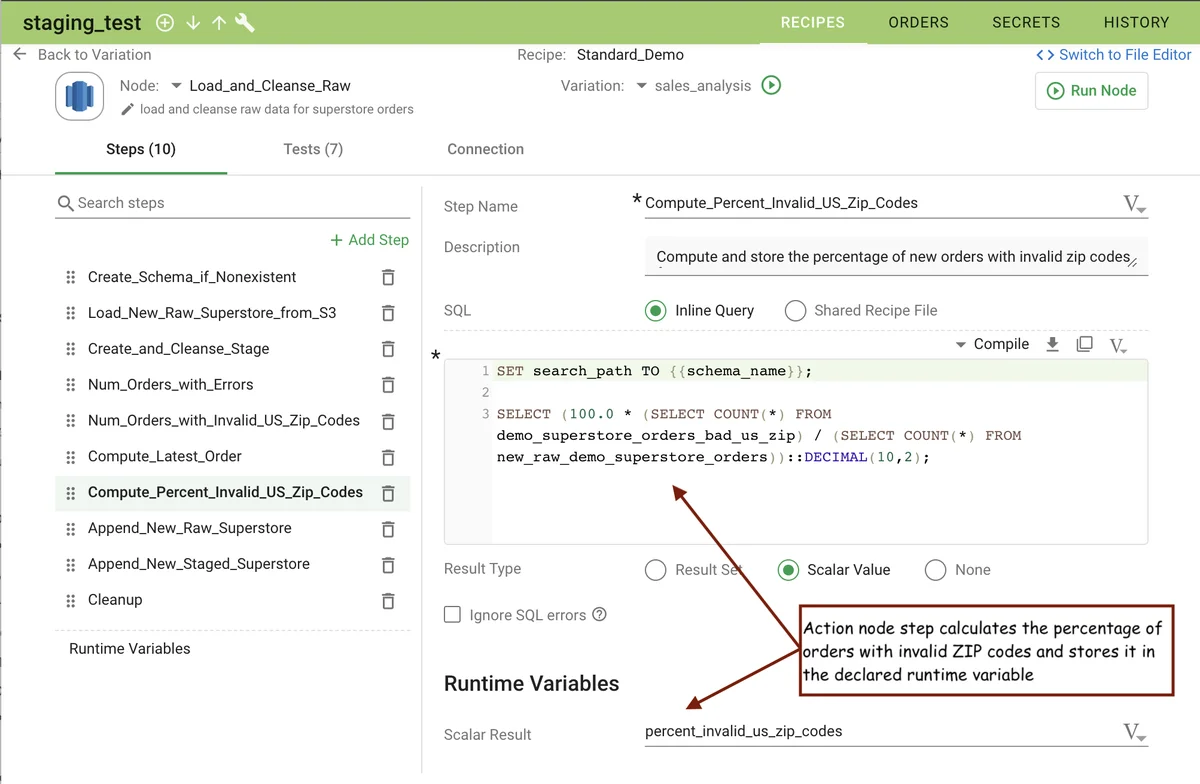 (Screenshot of defining the variable)