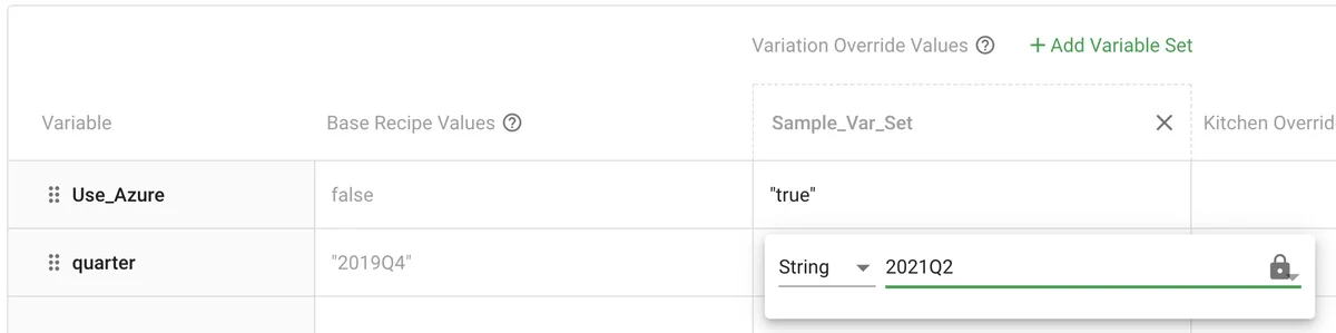 (Screenshot of the Variables list)
