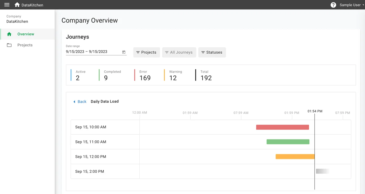 (Screenshot of the Company
Overview journey selection)