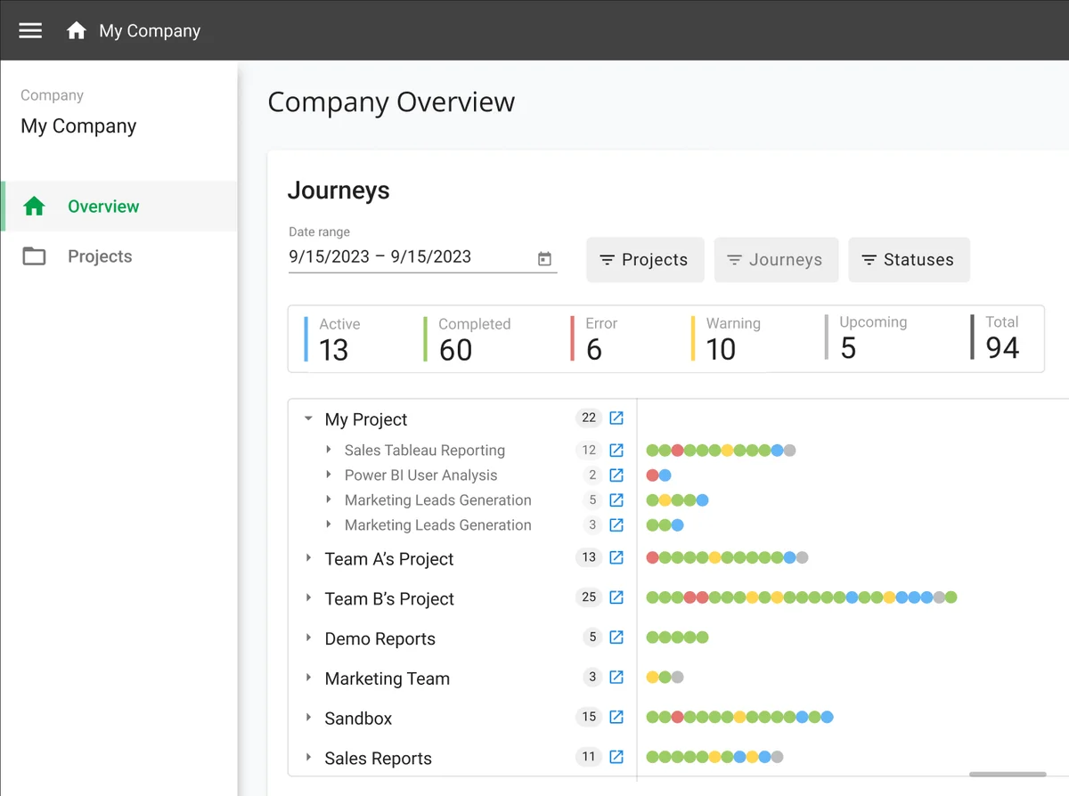 (Screenshot of the Company
Overview page)