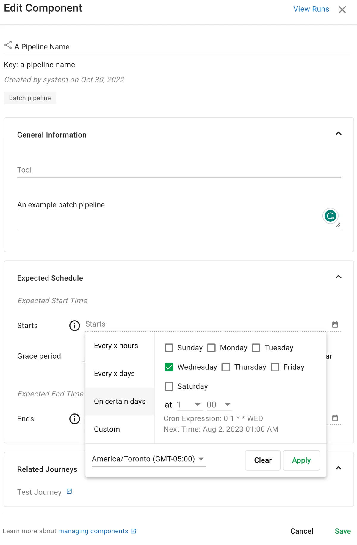(Screenshot of the Edit Component dialog)