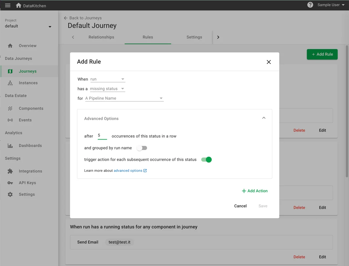 (Screenshot of the Rules tab)